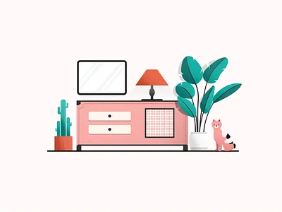 Restroom decor cat decoration flowers illustraion restroom