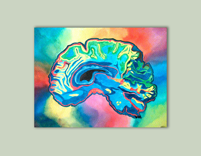 Brain Activity art brain design illustration neon psychedelic scan tie dye watercolor watercolor painting