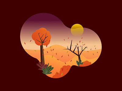 Fall art character design design digital digital art digital design fall figma graphic graphic design icon illustration inspiration landscape scene season tree ui vector weather