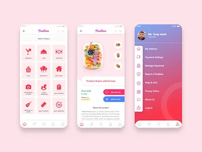 App Ui Design for Festtiva mobile app adobe xd app design best designer event app figmadesign food app party pink