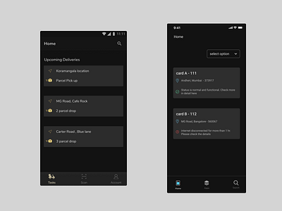 Dark theme concept for a delivery app android darkmode darktheme delivery ios task uidesign uiux