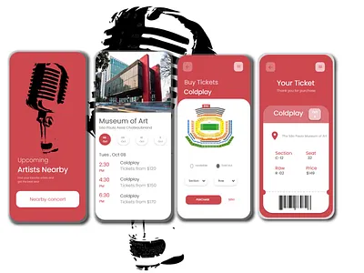 Finding and booking concert tickets! adobe xd artist band challenge concert concert ticket design mobile app tickets ui uidesign xddailychallenge
