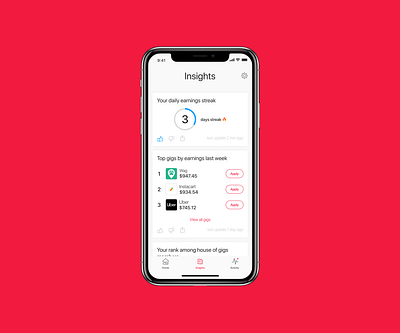 house of gigs - Insights app b2c earnings gigs insights ios streak