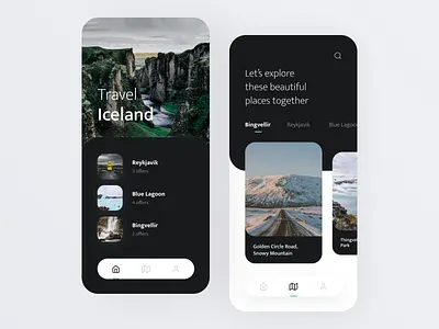 Travel Iceland app app appdesign application ios mobile travel travel app travelling ui ui design ux