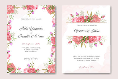 Invitation card with beautiful floral and leaves card design illustration invitation leaves nature rose vector vintage wedding