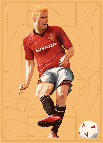 Scholes anatomy artwork athlete brush drawing ecommerce editorial editorial art football football art illustration legend manchester manchester united photoshop player portrait poster sport sport illustration