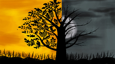 tree black design hand drawn logo moon photoshop sun tree tree logo tree of life yellow