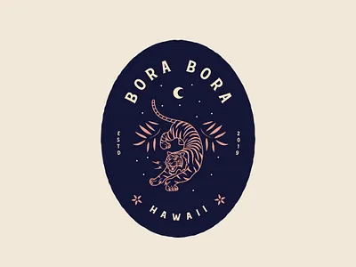 bora bora art badge logo beach bora bora design hawaii hawaiian icon illustration logo palm leaves tiger vector vintage