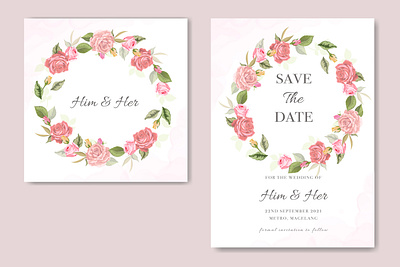 Wedding invitation rose flower vector card design floral frame illustration invitation rose vector wedding