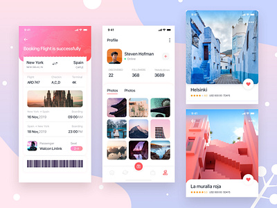 Booking flight is successfully app design photos profile ticket traveling ui views