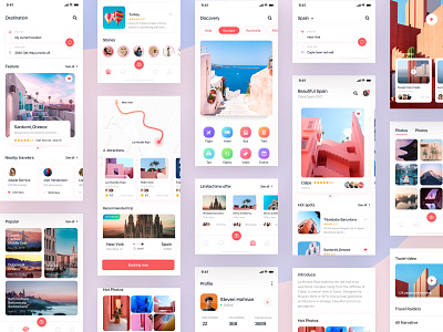 Travel app attractions design discovery home profile ui