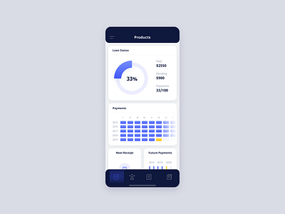 Products Page Mobile activity app chart clean design loan mobile app paid payment pending products receipt status ui ux weeklyconcept