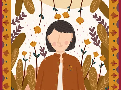 Coco Girl brave design fabric flatdesign flower girl illustration pattern