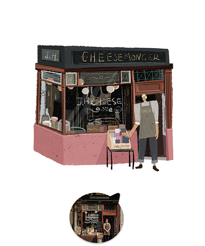 lifestyle丨cheese monger boy cheese cute flat illustration shop