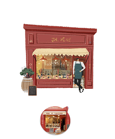 lifestyle丨wine store boy cute flat illustration illustration redhouse shop wine
