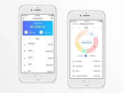 Banking App - Transactions & Stats bank app banking banking app basic expense finance income mobile modern money shopping stat transaction ui vietnam