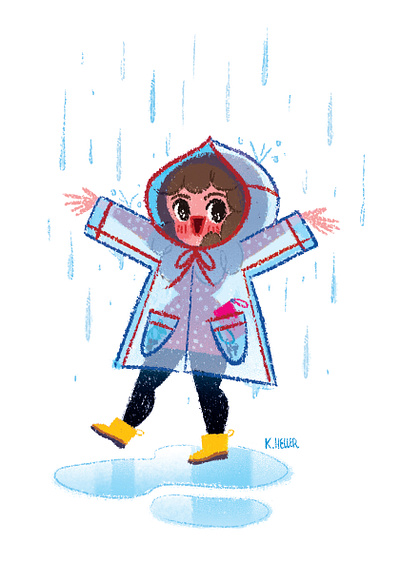 Rainy days in Los Angeles anime art children book illustration childrens book comics design digital girl illustration kassandra heller painterly rainydays