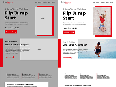 Workshop: Jump Starter - Wireframe to Mockup event frontend design homepage mockup ui web design website wireframe workshop