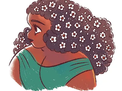 Flowers in her hair cartoons childrens illustration design digital flowers girl illustration illustrations kassandra heller
