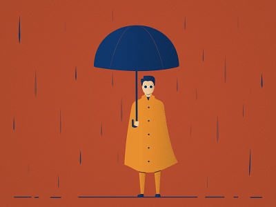 Autumn rainy autumn design dramatic fall glasses graphic design illustration man mysterious orange rain rainy street umbrella umbrellas water