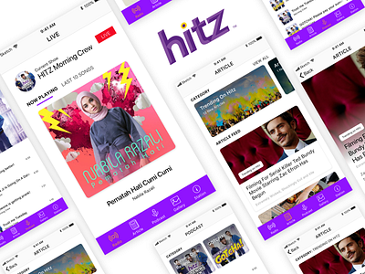 HITZ Streaming App app astroradio handsome hitz purple radio ui white