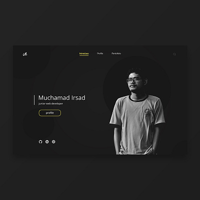 My Profiles - Simple Black UI Design black landing page landing page design personal website photoshop portofolio profile profile page user experience user interface user interface design website design