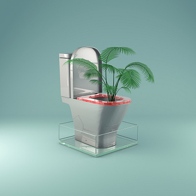 GardenC c4d conceptual form garden glass graphic graphic design green highquality object planet render rgb toilet tree wc