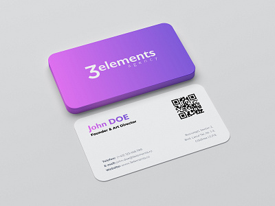 3Elements Agency - business cards 3elements agency business card business card mockup businesscard creative agency digital agency print design purple gradient