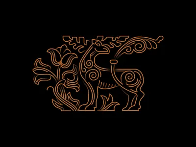 #3 Old russian mythical creature elk icon illustration logo symbol vector
