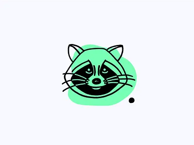 Trash Panda Icon animal bright clean design green hand drawn icon illustration outline raccoon trash panda vector weekly warm up