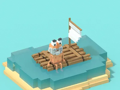 Lonely and Lost 3d character characterdesign cubic cute illustration isometric magicavoxel voxel voxelart