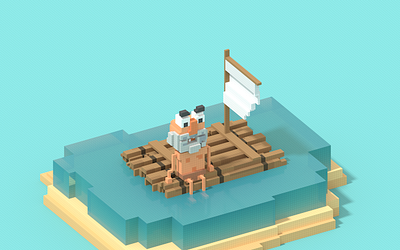Lonely and Lost 3d character characterdesign cubic cute illustration isometric magicavoxel voxel voxelart