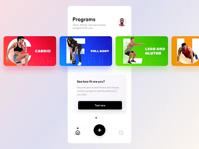 Fitness app prototype add app apple body cardio chat community gym home icons ios iphone legs neel prakhar programs sharma store upperbody user