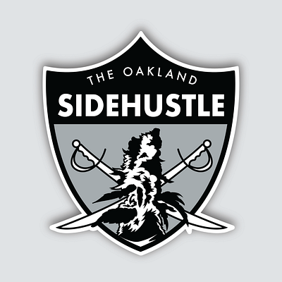 "The Oakland Side Hustle" design flat illustration logo nfl oakland raiders vector vintage badge