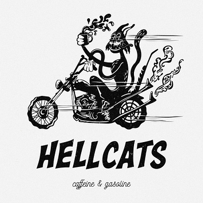 Hellcats Illustration cartoon digital art illustration illustrator motorcycle retro typography vintage