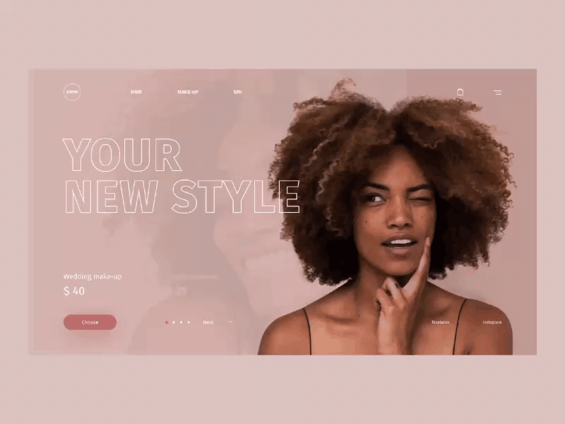 Beauty salon concept animation design figma haircut makeup pink product card spa ui ux web website