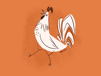 Rooster character design digital art illustration mid century retro rooster septembird