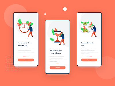 Food App onboarding UI Design app design branding design eat food food app foodie illustration monitoring onboarding suggestions timer typography ui ui design ux ux design vector