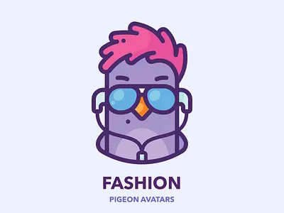 Fashion avatar character design fashion girl google icon illustration illustrator modern outline pigeon profile series set sticker style vector web woman