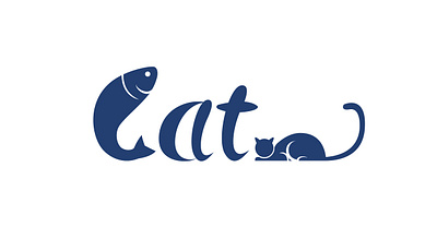 Cat cat fish font icon logo typogaphy