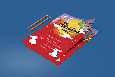 Red Festive Mid-Autumn Festival autumn autumn party celebrate celebration club club flyers design fall bash family festival flyer fun invitation light lights music november oktober fest party post