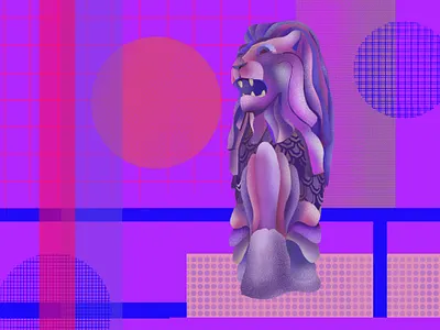 Lion king of the geometry pink dribbble illustration procreate rebound ui