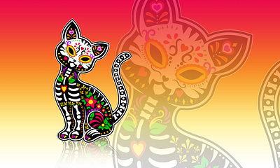 Sugar Skull Feline cat halloween kitten november skull sugar skull