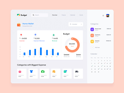 Budget Web Application Design dashboard design expense manager finance budget app finance budget app graph chart home wallet home wallet illustration design product design web app web application design