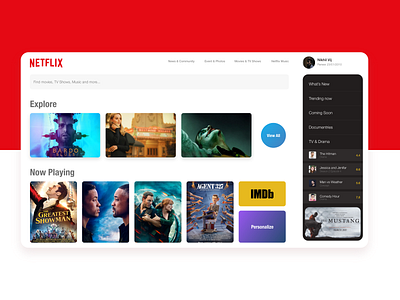 Netflix Redesign adobe adobe xd adobexd appdesign art challenge clean cleandesign conceptart dailyui imdb india moviesrating netflix netflixdesign product userinterface ux uxdesign xd