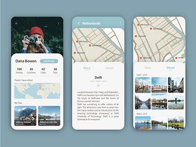 006_User Profile_Travel App app design flat illustration ui vector