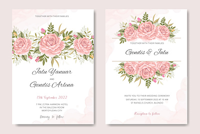 invitation card with beautiful floral and leaves beautiful bouquet card decoration decorative design elegant floral frame green greeting illustration invitation invite leaf plant spring vector vintage wedding