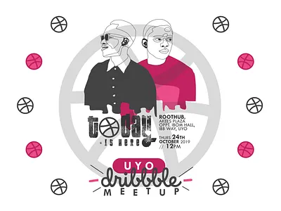 Uyo Dribbble Meetup design flat illustration minimal vector