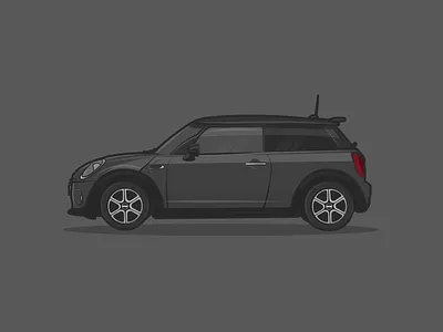 Mini Cooper black bold outline car design designer digital design friendly graphic design highlight illustration illustrative illustrator lovely minicooper shadow sticker ui vector