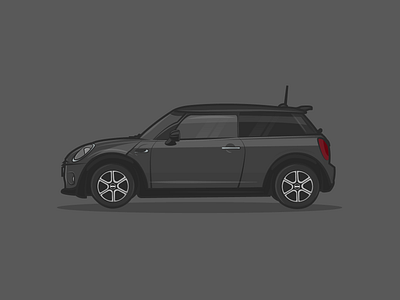 Mini Cooper black bold outline car design designer digital design friendly graphic design highlight illustration illustrative illustrator lovely minicooper shadow sticker ui vector